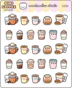 MINI STICKER SAMPLER - COFFEE - PLANNER STICKERS - S550 - Marshmallow Studio