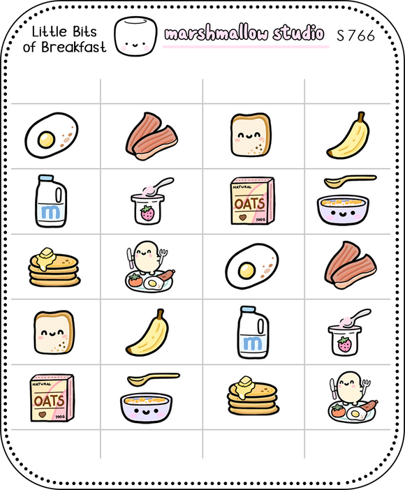 LITTLE BITS OF BREAKFAST - PLANNER STICKERS - S766 - Marshmallow Studio