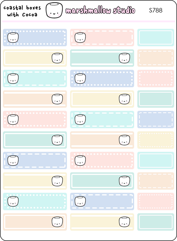 COASTAL BOXES WITH COCOA - PLANNER STICKERS - S788 - Marshmallow Studio