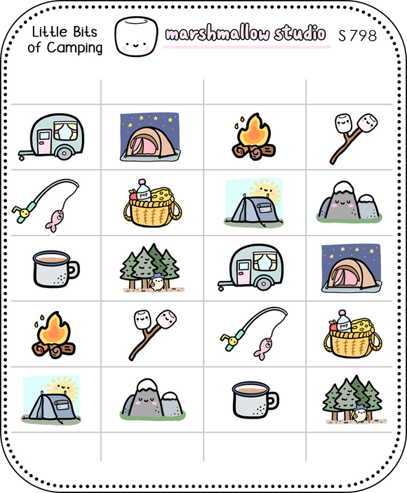 LITTLE BITS OF CAMPING - PLANNER STICKERS - S798 - Marshmallow Studio