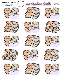 FRECKLE BEAR - COUPLE -  PLANNER STICKERS - S902 - Marshmallow Studio