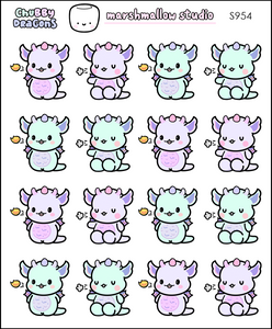 CHUBBY DRAGONS - PLANNER STICKERS - S954 - Marshmallow Studio