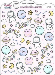 HAPPY SPACE - SUPER SAMPLER - PLANNER STICKERS - S963 - Marshmallow Studio