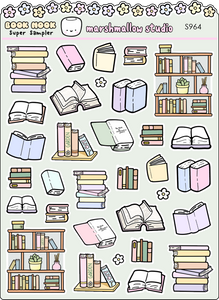 BOOK NOOK - SUPER SAMPLER - PLANNER STICKERS - S964 - Marshmallow Studio