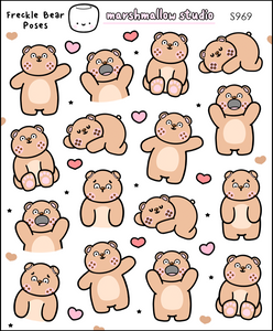 FRECKLE BEAR - POSES - PLANNER STICKERS - S969 - Marshmallow Studio