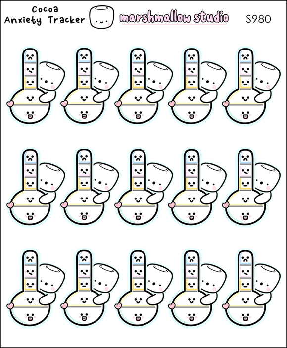 COCOA - ANXIETY TRACKER - PLANNER STICKERS - S980 - Marshmallow Studio