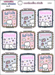 WELLBEING STAMPS NO.3 - PLANNER STICKERS - S981 - Marshmallow Studio