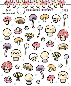 JUST MUSHROOMS - SAMPLER - PLANNER STICKERS - S982 - Marshmallow Studio