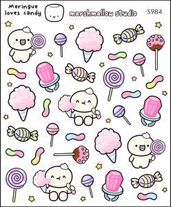 MERINGUE LOVES CANDY - SAMPLER - PLANNER STICKERS - S984 - Marshmallow Studio