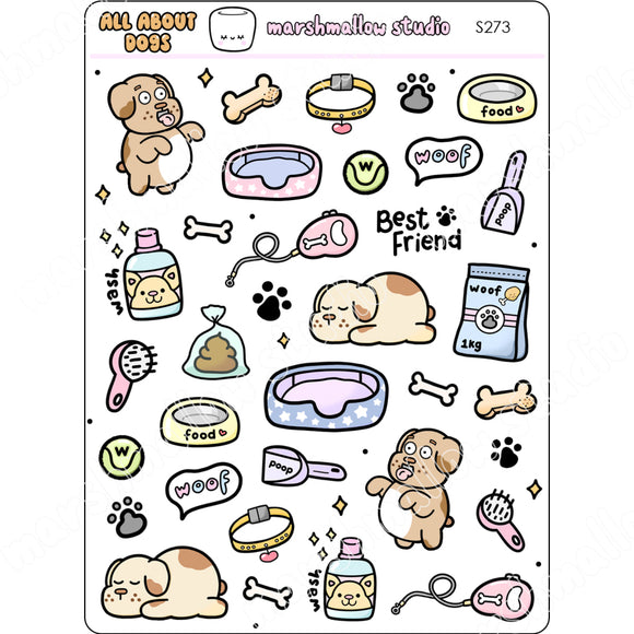 ALL ABOUT DOGS - SPECIAL SAMPLER - PLANNER STICKERS - S273 - Marshmallow Studio