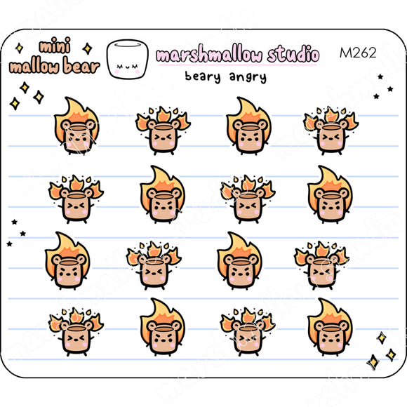 BEARY ANGRY - MINI STICKERS - PLANNER STICKERS - M262 - Marshmallow Studio