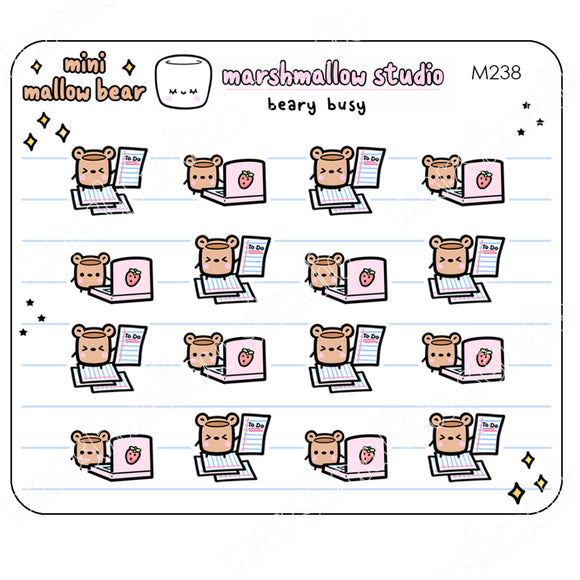 BEARY BUSY - MINI STICKERS - PLANNER STICKERS - M238 - Marshmallow Studio