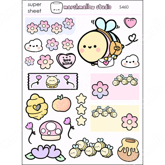 BUMBLE BEE - SUPER SHEET - PLANNER STICKERS - S460 - Marshmallow Studio