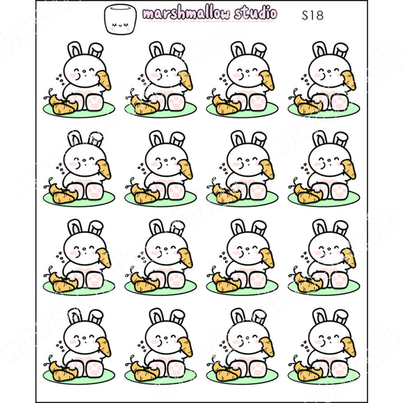 BUNNY HEALTHY EATING - PLANNER STICKERS - S18 - Marshmallow Studio