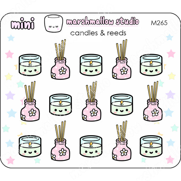CANDLES & REEDS - MINI STICKERS - PLANNER STICKERS - M265 - Marshmallow Studio