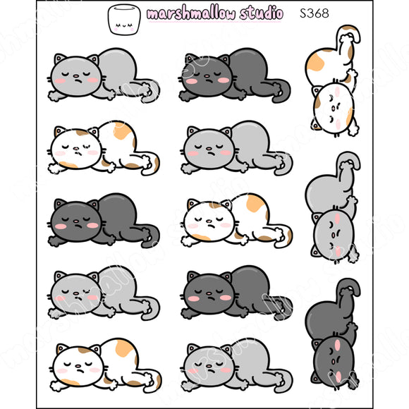 CATS & KITTIES - FEELING LAZY - PLANNER STICKERS - S368 - Marshmallow Studio