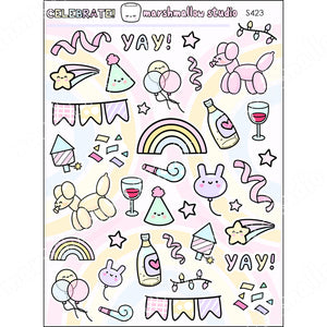 CELEBRATION SUPER SAMPLER - PLANNER STICKERS - S423 - Marshmallow Studio