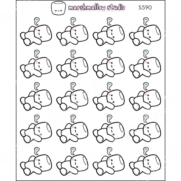 COCOA - EXHAUSTED - PLANNER STICKERS - S590 - Marshmallow Studio