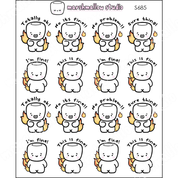 COCOA  - IT'S ALLLLL FINE!! - PLANNER STICKERS - S685 - Marshmallow Studio