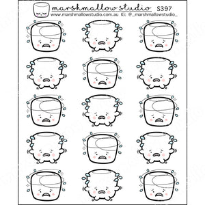 COCOA MARSHMALLOW - STRESSED OUT - PLANNER STICKERS - S397 - Marshmallow Studio