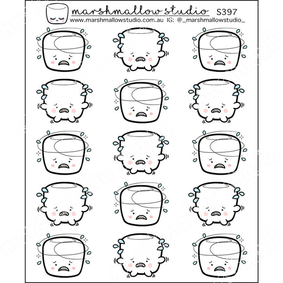 COCOA MARSHMALLOW - STRESSED OUT - PLANNER STICKERS - S397 - Marshmallow Studio