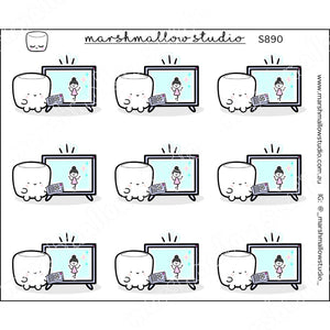 COCOA MARSHMALLOW - TV TIME - PLANNER STICKERS S890 - Marshmallow Studio