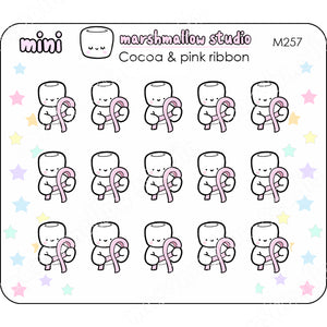 COCOA & PINK RIBBON - MINI STICKERS - PLANNER STICKERS - M257 - Marshmallow Studio
