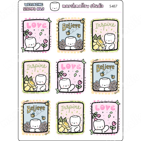 COCOA WELLBEING STAMPS NO.2 - PLANNER STICKERS - S487 - Marshmallow Studio