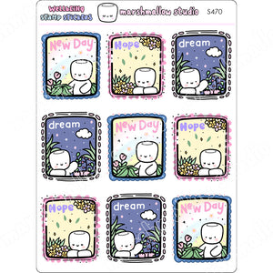 COCOA - WELLBEING STAMPS - PLANNER STICKERS - S470 - Marshmallow Studio