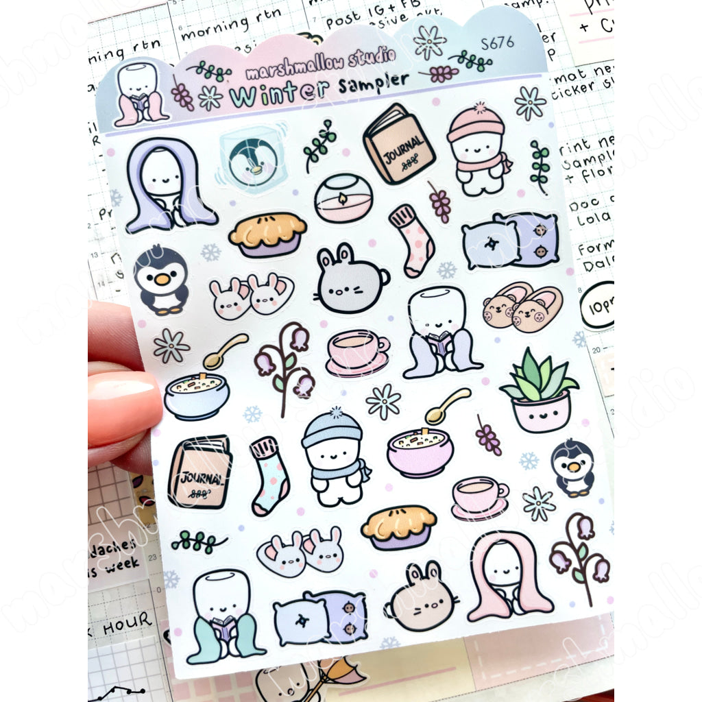 Sticker Sheet Winter, Cute Winter Journal Stickers, Planner