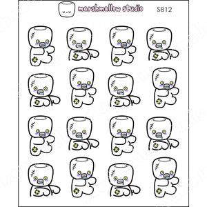 COCOA - ZOMBIE TIRED - PLANNER STICKERS - S812 - Marshmallow Studio