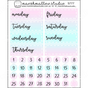 DATE COVERS & DATE DOTS COMBO - ICE CREAM - PLANNER STICKERS - S777 - Marshmallow Studio