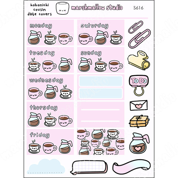 DATE COVERS - HOBONICHI COUSIN - PLANNER STICKERS  - S616 - Marshmallow Studio