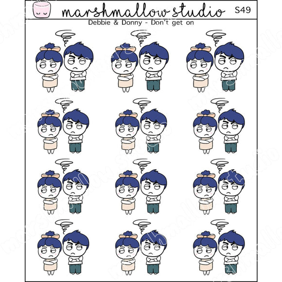 DEBBIE & DONNY DOWNER - DON'T GET ON - PLANNER STICKERS S49 - Marshmallow Studio