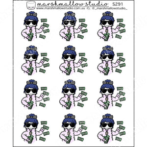DEBBIE DOWNER - DISHES THE DOLLARS - PLANNER STICKERS S291 - Marshmallow Studio