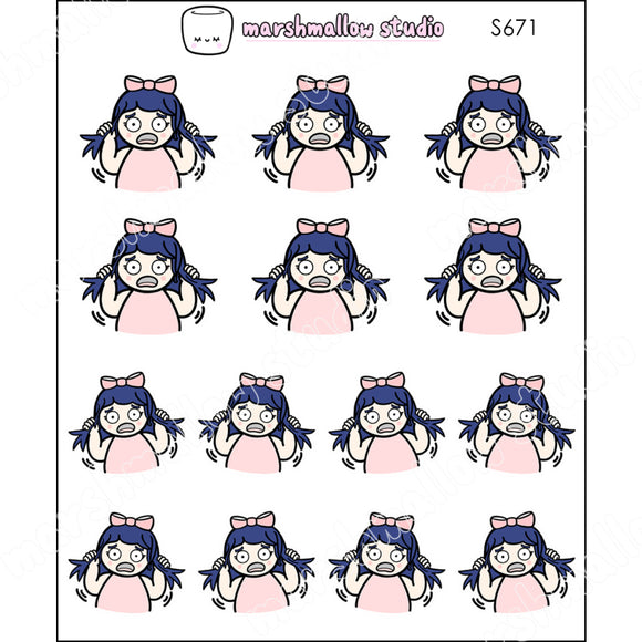 DEBBIE DOWNER  - PULLING HAIR OUT - PLANNER STICKERS - S671 - Marshmallow Studio