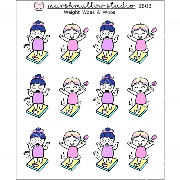 DEBBIE & SHEILA - WEIGHT WOES AND WOOS! - PLANNER STICKERS - S803 - Marshmallow Studio