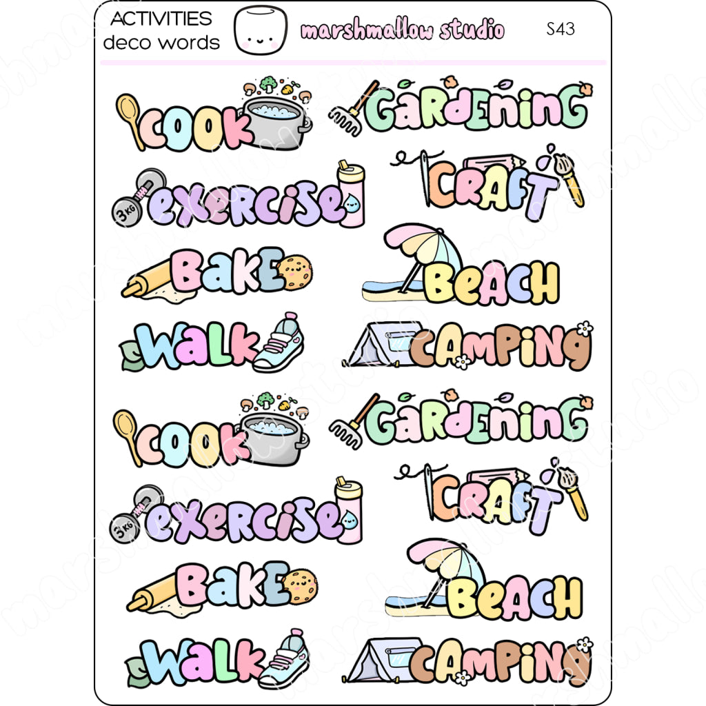 DECO WORDS - ACTIVITIES STICKERS - S43