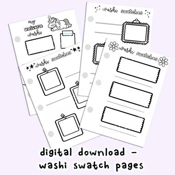 DIGITAL DOWNLOAD - WASHI SWATCH PAGES (MINI BINDER) - Marshmallow Studio
