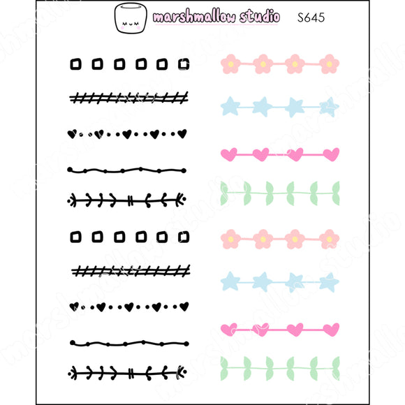 DIVIDERS (LOOSE HAND DRAWN) - PLANNER STICKERS - S645 - Marshmallow Studio