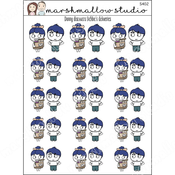 DONNY DISCOVERS DEBBIE DOWNER DELIVERIES - PLANNER STICKERS S402 - Marshmallow Studio