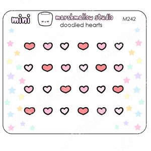 DOODLED HEARTS - MINI STICKERS - PLANNER STICKERS - M242 - Marshmallow Studio