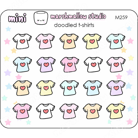Doodled T - Shirts - Mini Stickers Planner M259 New Releases