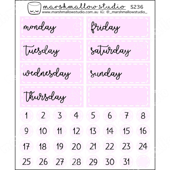 EC DATE COVERS & DATE DOTS - PINKS - PLANNER STICKERS - S236 - Marshmallow Studio