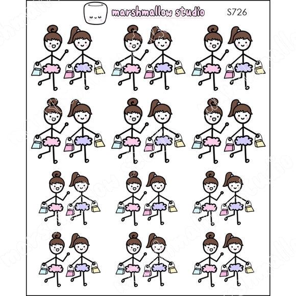 FLOSSIE - SHOPPING WITH FRIEND - PLANNER STICKERS - S726 - Marshmallow Studio