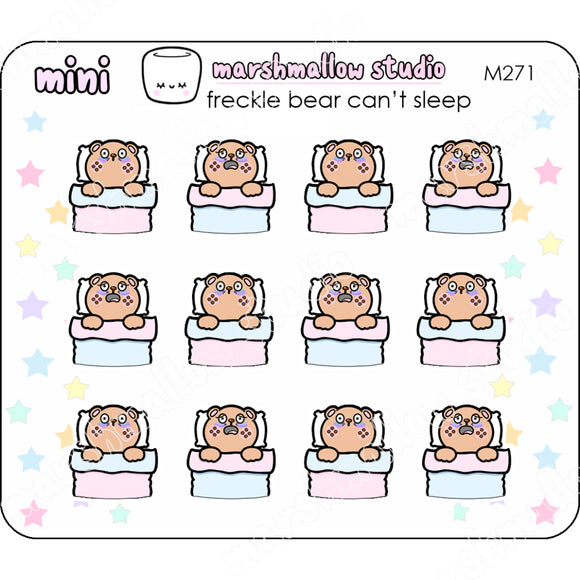 FRECKLE BEAR CAN'T SLEEP - MINI STICKERS - PLANNER STICKERS - M271 - Marshmallow Studio