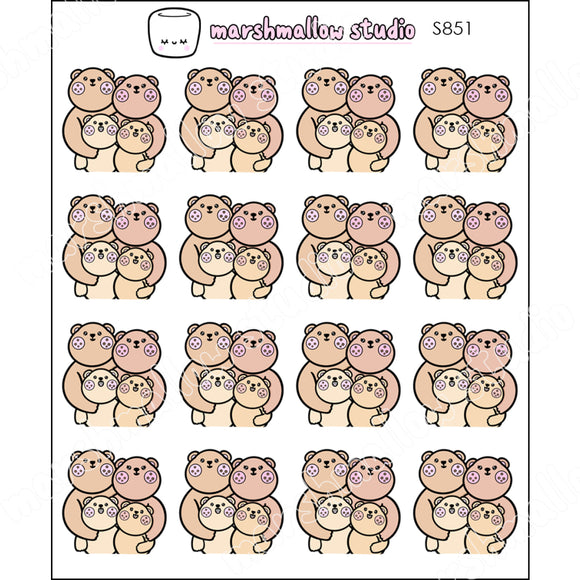 FRECKLE BEAR - FAMILY - PLANNER STICKERS - S851 - Marshmallow Studio