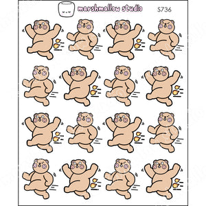 FRECKLE BEAR - IN A RUSH! - PLANNER STICKERS - S736 - Marshmallow Studio