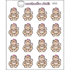 FRECKLE BEAR - MAMMA & BABY BEAR - PLANNER STICKERS - S822 - Marshmallow Studio