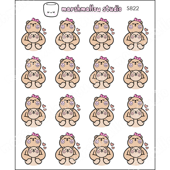 FRECKLE BEAR - MAMMA & BABY BEAR - PLANNER STICKERS - S822 - Marshmallow Studio